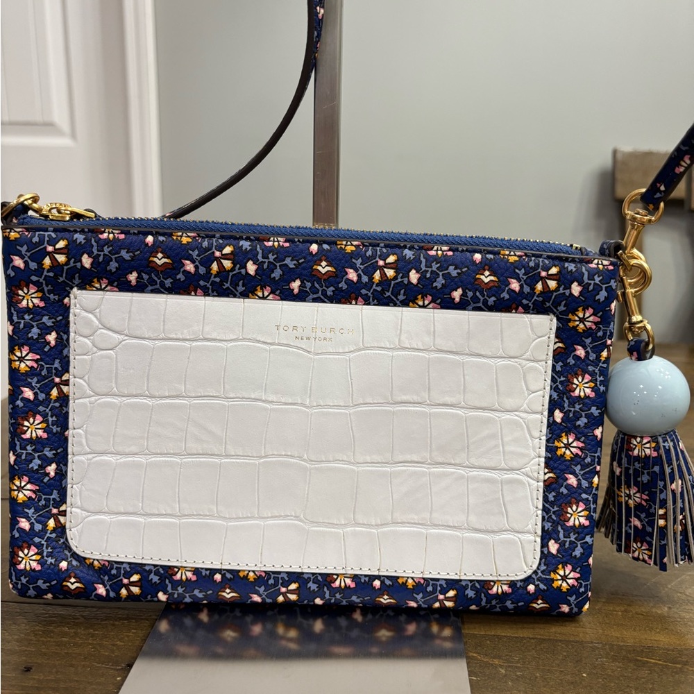Tory Burch Color-Block Leather Tassel Crossbody
